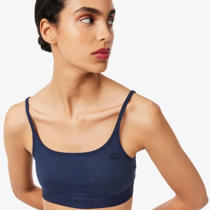 Bralette met logo en pointelle