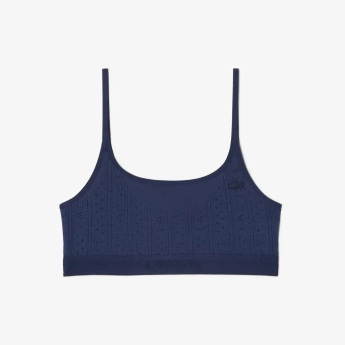 Bralette met logo en pointelle