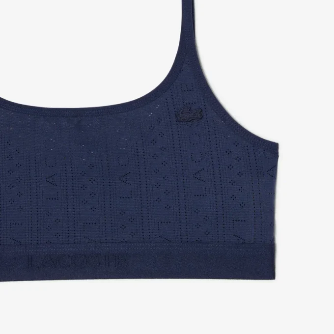 Bralette met logo en pointelle