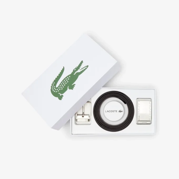 Cadeauset met gladde leren riem en gesp