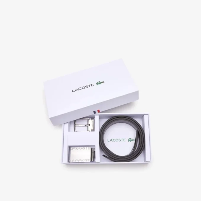 Cadeauset met gladde leren riem en gesp