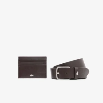 Cadeauset met leren riem en kaarthouder