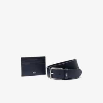 Cadeauset met leren riem en kaarthouder