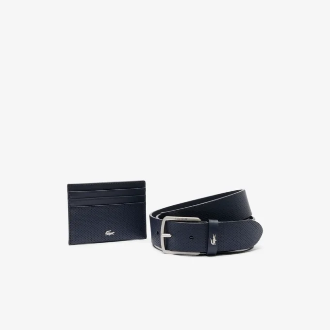 Cadeauset met leren riem en kaarthouder