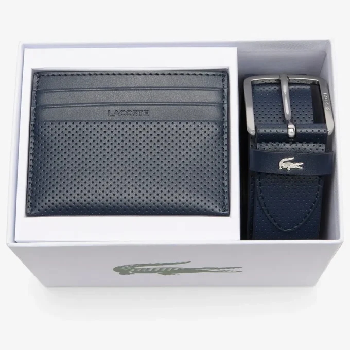 Cadeauset met leren riem en kaarthouder