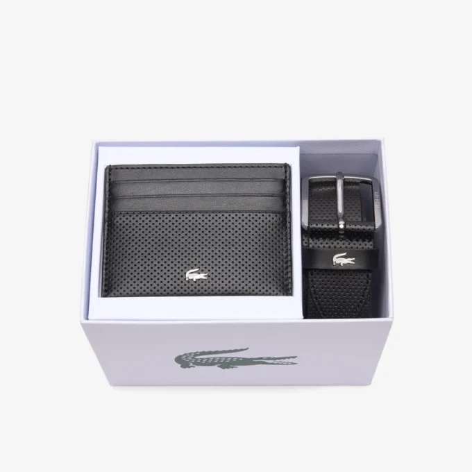 Cadeauset met leren riem en kaarthouder
