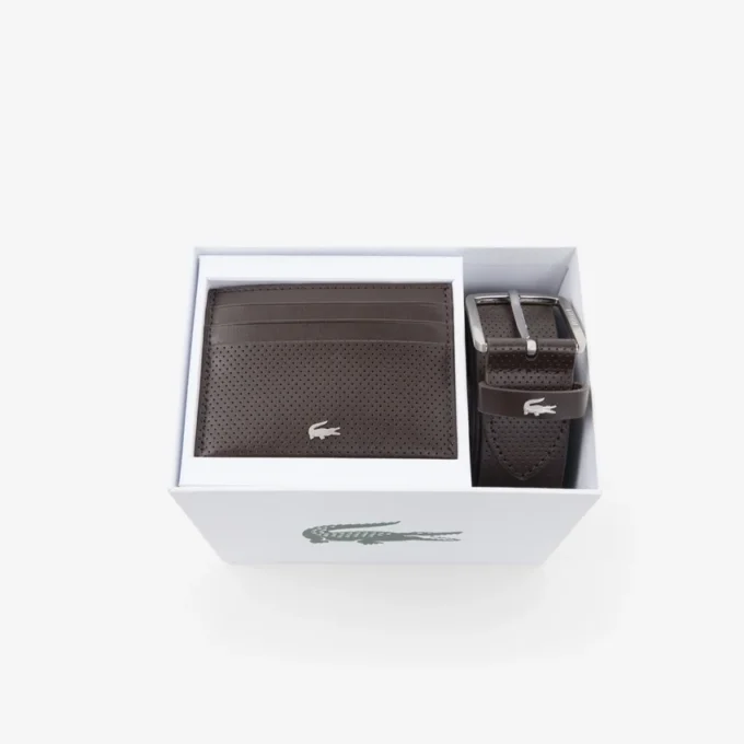 Cadeauset met leren riem en kaarthouder