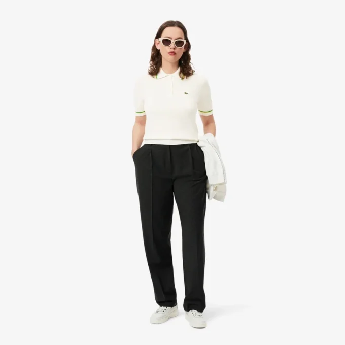 Cropped 3D naadloos stretch katoenen Polo voor dames