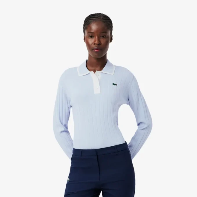 Dames golfsweater met polokraag en stretch