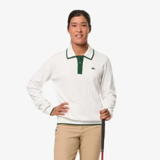 Dames golfsweater met polokraag en stretch
