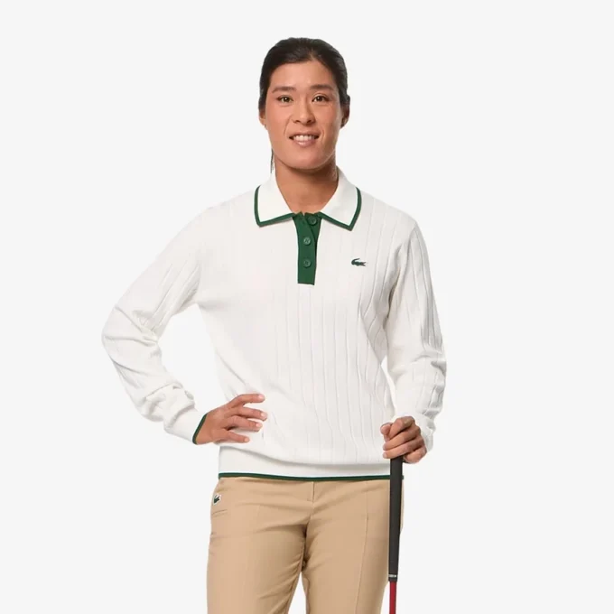 Dames golfsweater met polokraag en stretch