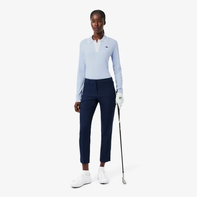Dames golfsweater met polokraag en stretch