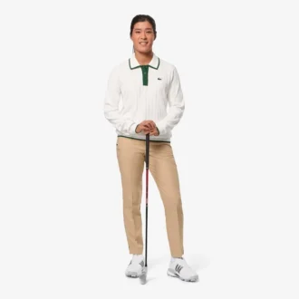 Dames golfsweater met polokraag en stretch