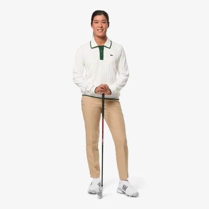 Dames golfsweater met polokraag en stretch