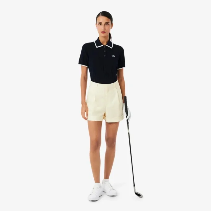 Dames golftrui met korte mouwen en polokraag