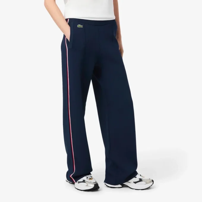 Dames joggingbroek met uitlopende pijpen en strepen