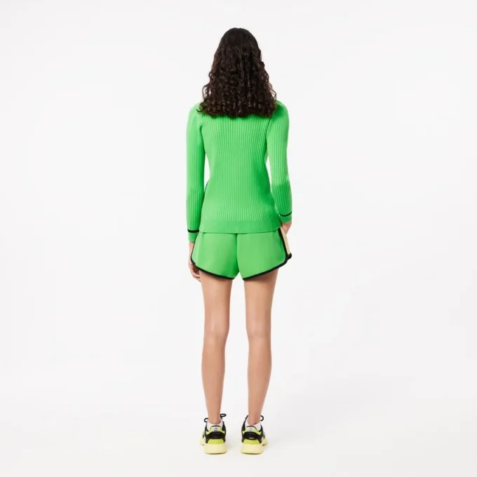 Dames piqué-short met contrasterende panelen
