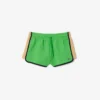 Dames piqué-short met contrasterende panelen