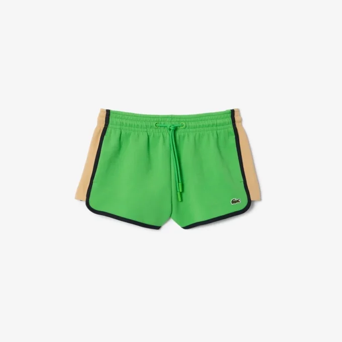 Dames piqué-short met contrasterende panelen