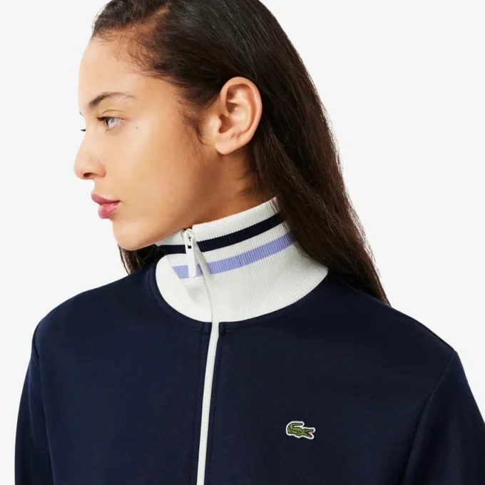 Dames-Sweatshirt met ritssluiting en streepaccent