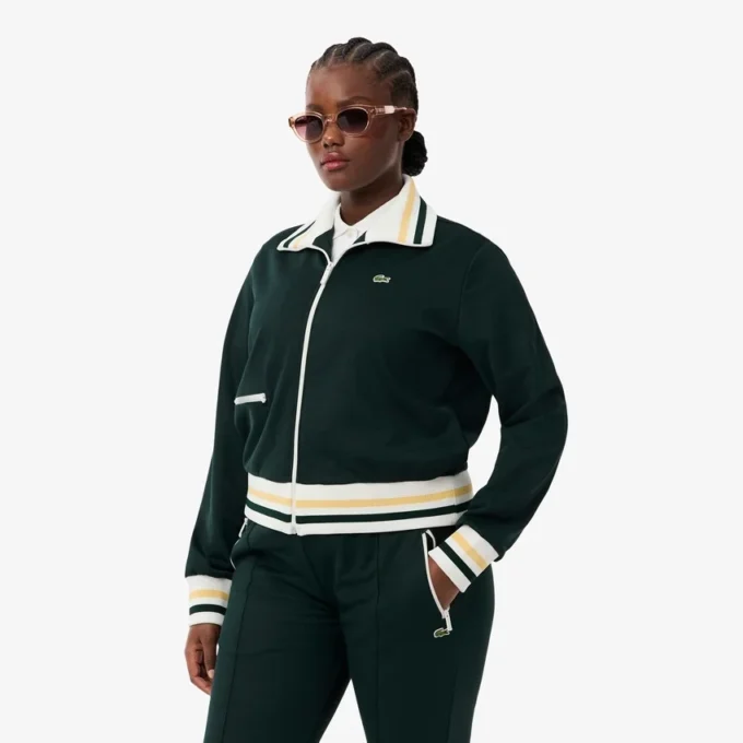 Dames-Sweatshirt met ritssluiting en streepaccent