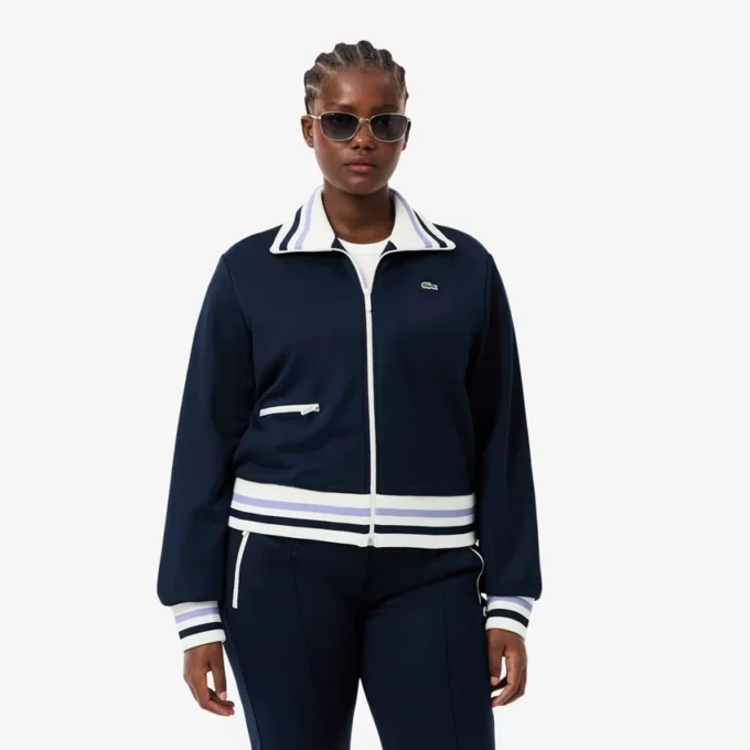 Dames-Sweatshirt met ritssluiting en streepaccent