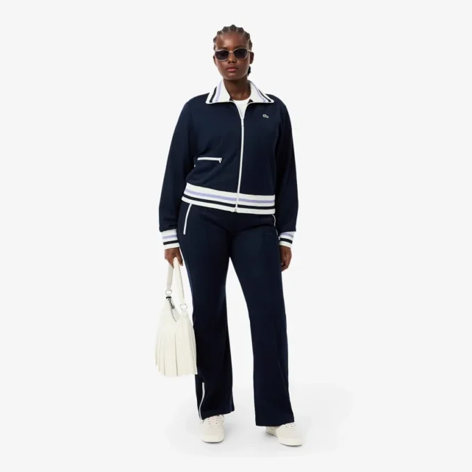 Dames-Sweatshirt met ritssluiting en streepaccent