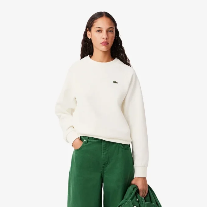 Dames-Sweatshirt met ronde hals en piqué-patroon