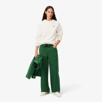 Dames-Sweatshirt met ronde hals en piqué-patroon