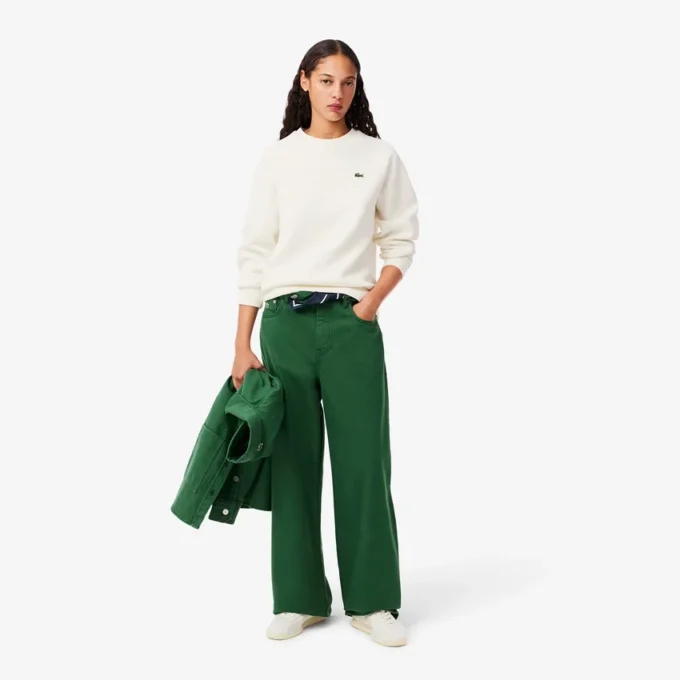 Dames-Sweatshirt met ronde hals en piqué-patroon