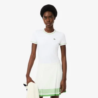 Dames T-shirt van jersey met contrasterende bies