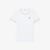 Dames T-shirt van jersey met contrasterende bies