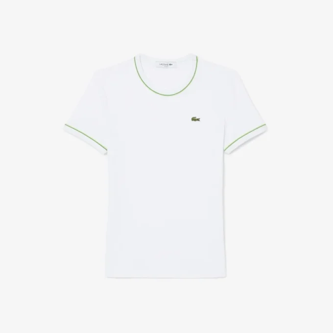 Dames T-shirt van jersey met contrasterende bies