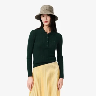 Dames trui van woljersey met polokraag