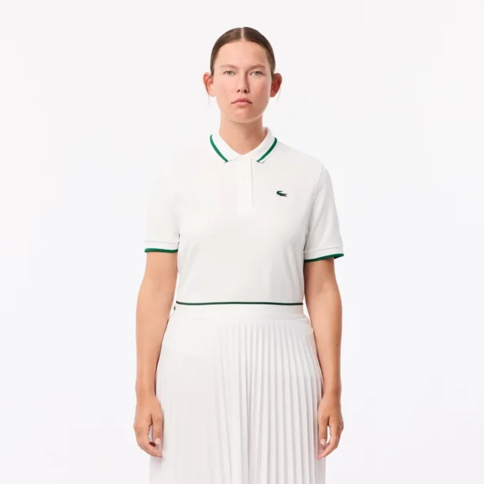 Dames Uv Protect Stripe Collar Tennis Polo