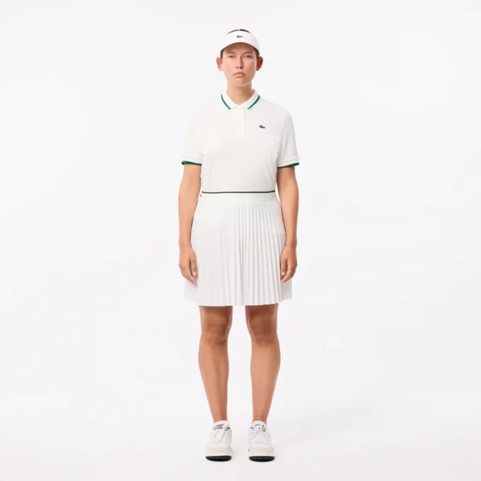 Dames Uv Protect Stripe Collar Tennis Polo