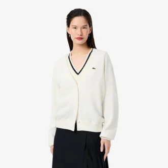Dames V-hals katoenen vest met mossteek