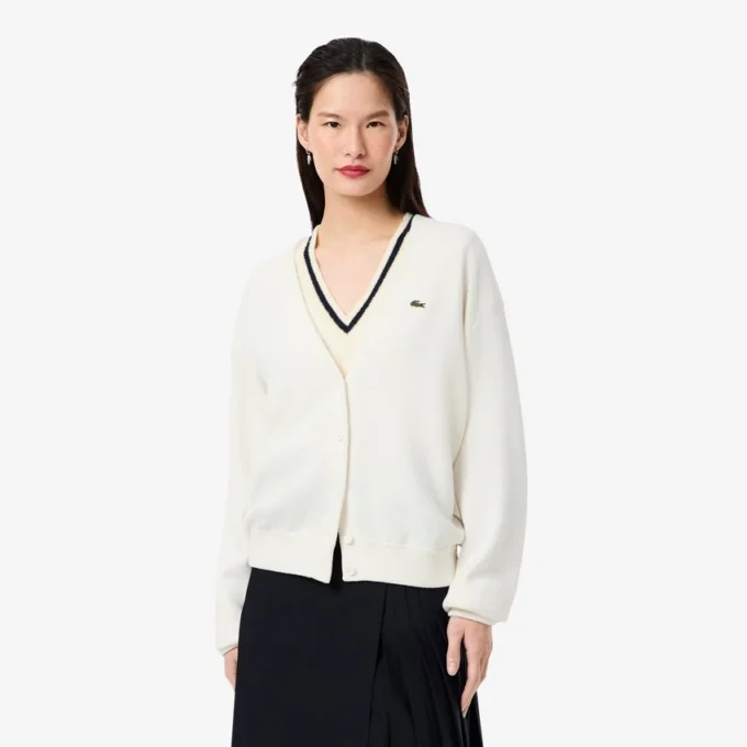 Dames V-hals katoenen vest met mossteek