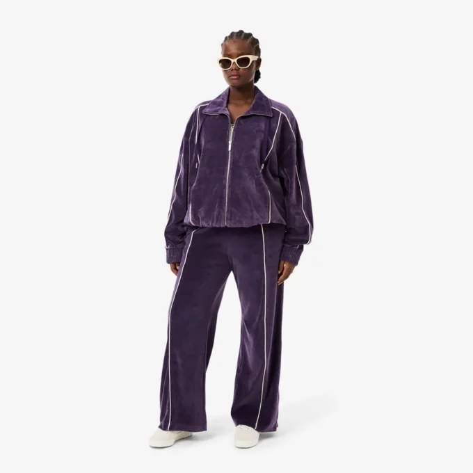 Dames velours joggingbroek met sierstukken