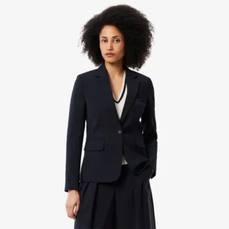 Damesblazer van wol met slim fit en geborduurd logo