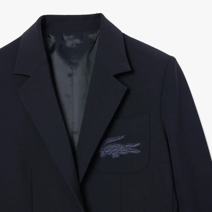 Damesblazer van wol met slim fit en geborduurd logo