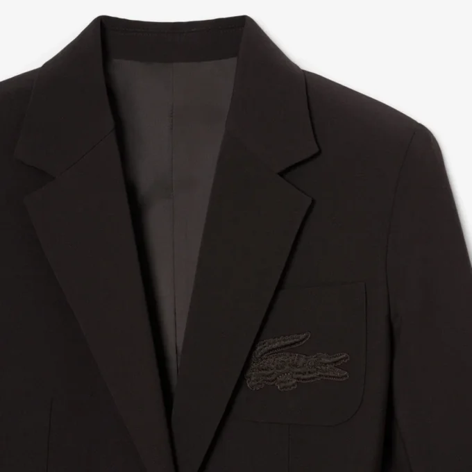 Damesblazer van wol met slim fit en geborduurd logo