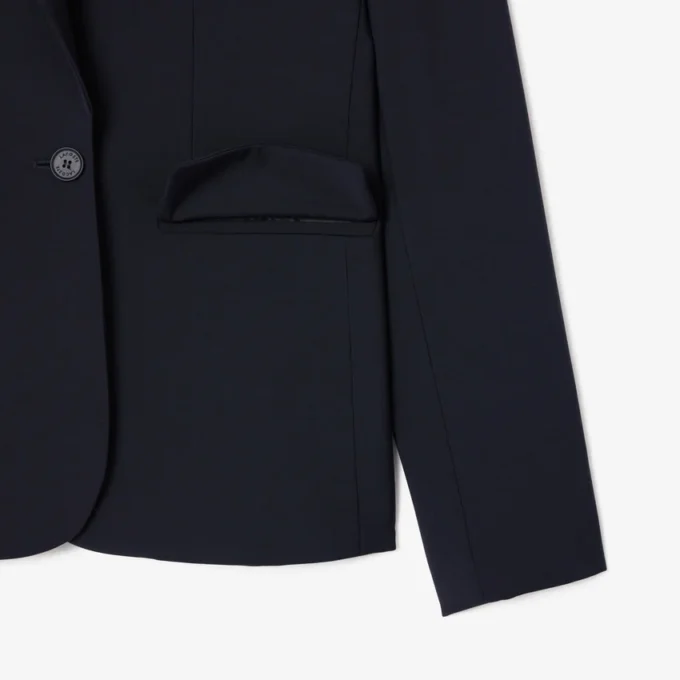 Damesblazer van wol met slim fit en geborduurd logo