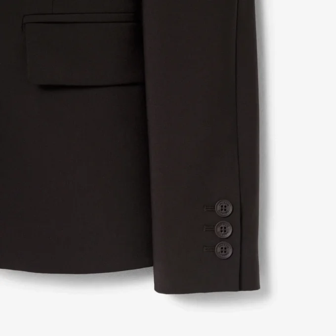 Damesblazer van wol met slim fit en geborduurd logo