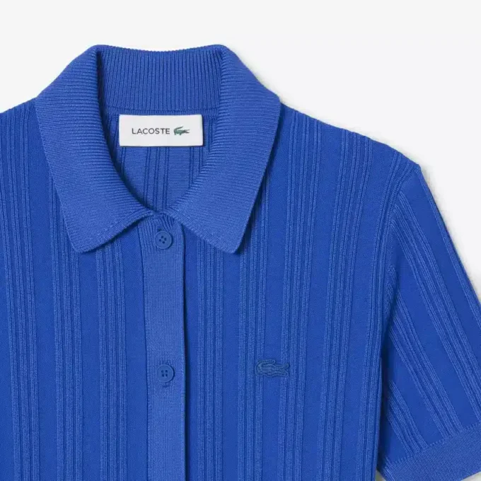 Damesjurk met geribde polo-kraag