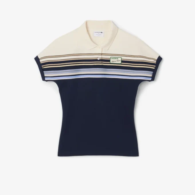 Damespolo met strepen, slim fit, gemaakt in Frankrijk