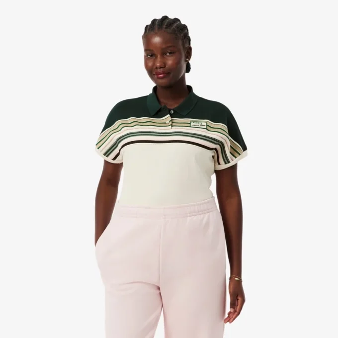 Damespolo met strepen, slim fit, gemaakt in Frankrijk