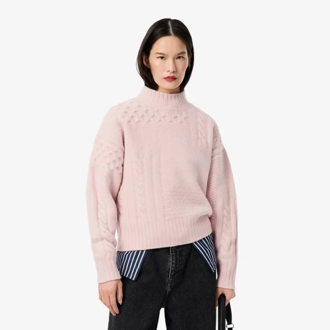 Damestrui met hoge hals en patchwork-effect