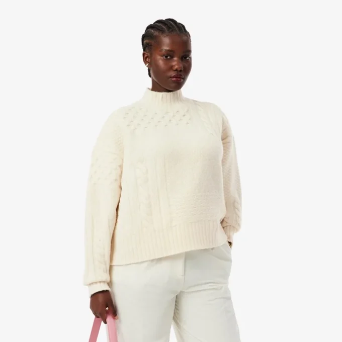 Damestrui met hoge hals en patchwork-effect