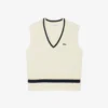 Damesvest van gebreide wol met kabelpatroon